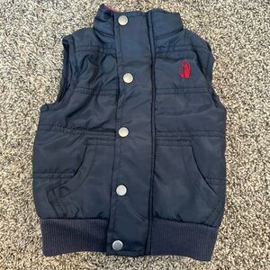 Navy Blue Puffer Vest with Red Logo -6-9M
